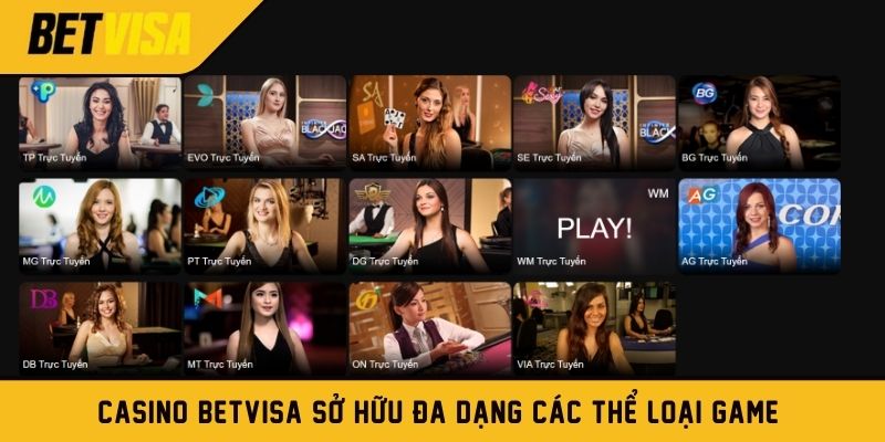 Casino Betvisa sở hữu đa dạng các thể loại game 